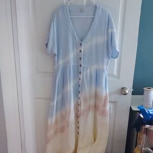 Madewell Tie Dye Button Down Dress Size Med